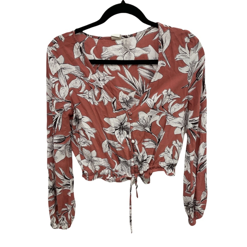 Roxy crop button up blouse